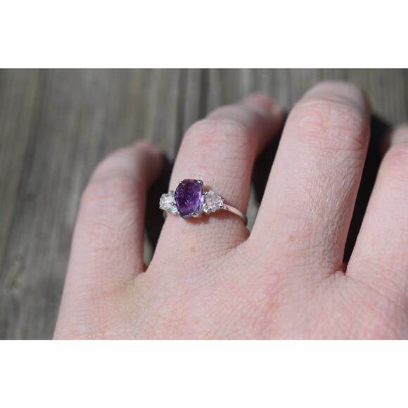 Amethyst and rose quartz sterling silver ring size 3 4 5 6 7 8 9 10 11 12 13 - Picture 3 of 6